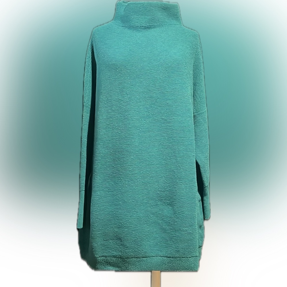 Free People Turquoise Cowl Neck Sweater